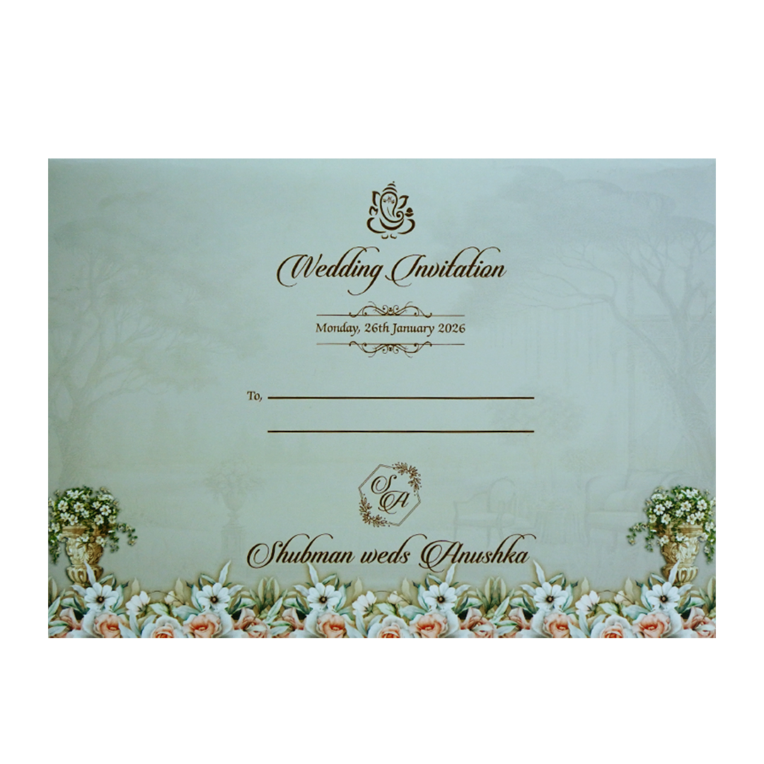 Grey Laser Cut Premium Wedding Card-KRB09520