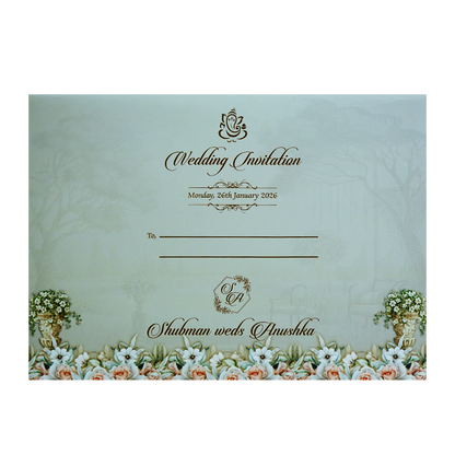 Grey Laser Cut Premium Wedding Card-KRB09520
