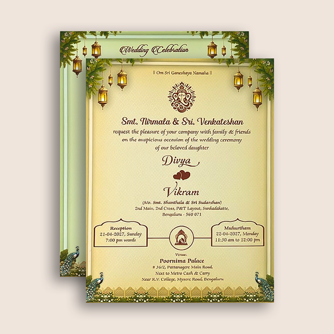 Sandal Bride Groom Padded Wedding Card - KNMO9319