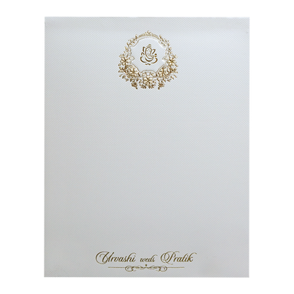 Cream Embossed Floral Padded Wedding Card-KMMWD1117