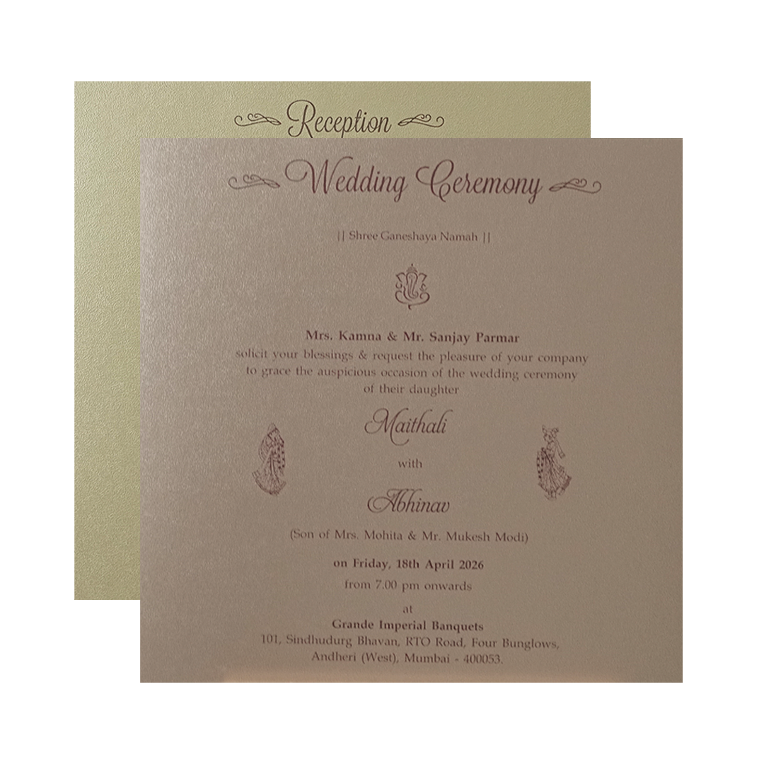 Green Floral Gatefold Padded Wedding Card-KMMWD1163