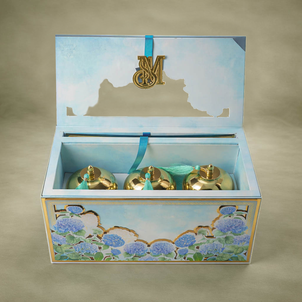 Pastel Blue Floral Luxury Invitation Box -KNLW20244