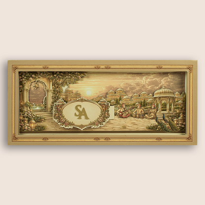 Dark Beige Floral Palace Padded Invitation Card - KPR026220