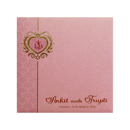 Pink Heart Motif Floral Wedding Invitation Card-KPR06210
