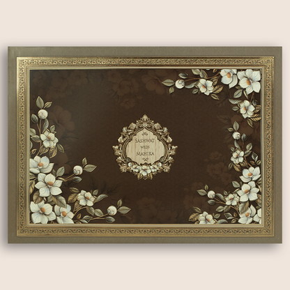Dark Brown Floral Wedding Invitation Card - KRE28710