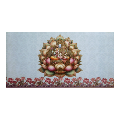 Pastel Vishnu Lakshmi Lotus Wedding Invitation Card-KPR24660