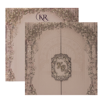 Lavender Floral Arch Padded Wedding Card-KSI64290