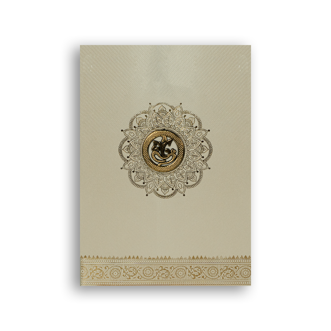White Ganesha Invitation Card-KNKTW026