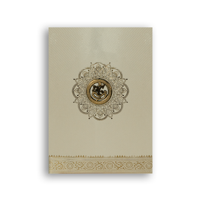 White Ganesha Invitation Card-KNKTW026