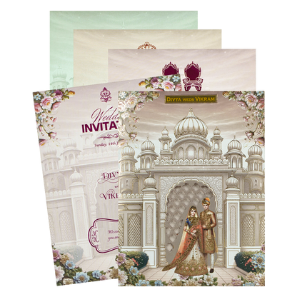 Pink Palace Couple Wedding Card-KNZT2302