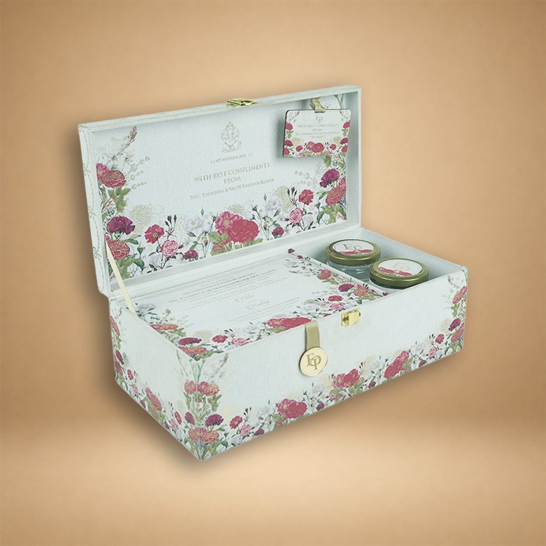 White Premium Rose Floral Luxury Invitation Box - KNLW202536