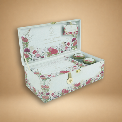 White Premium Rose Floral Luxury Invitation Box - KNLW202536
