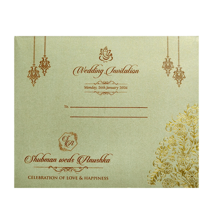 Elegant Gold MDF Laser Cutout Wedding Invitation Card-KRB09160