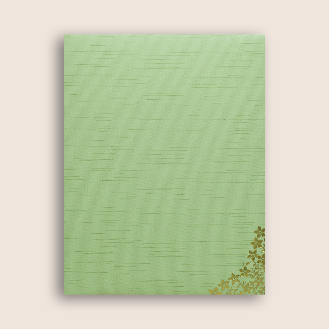 Pastel Green Floral Ganesha Wedding Card - KNRM7082N