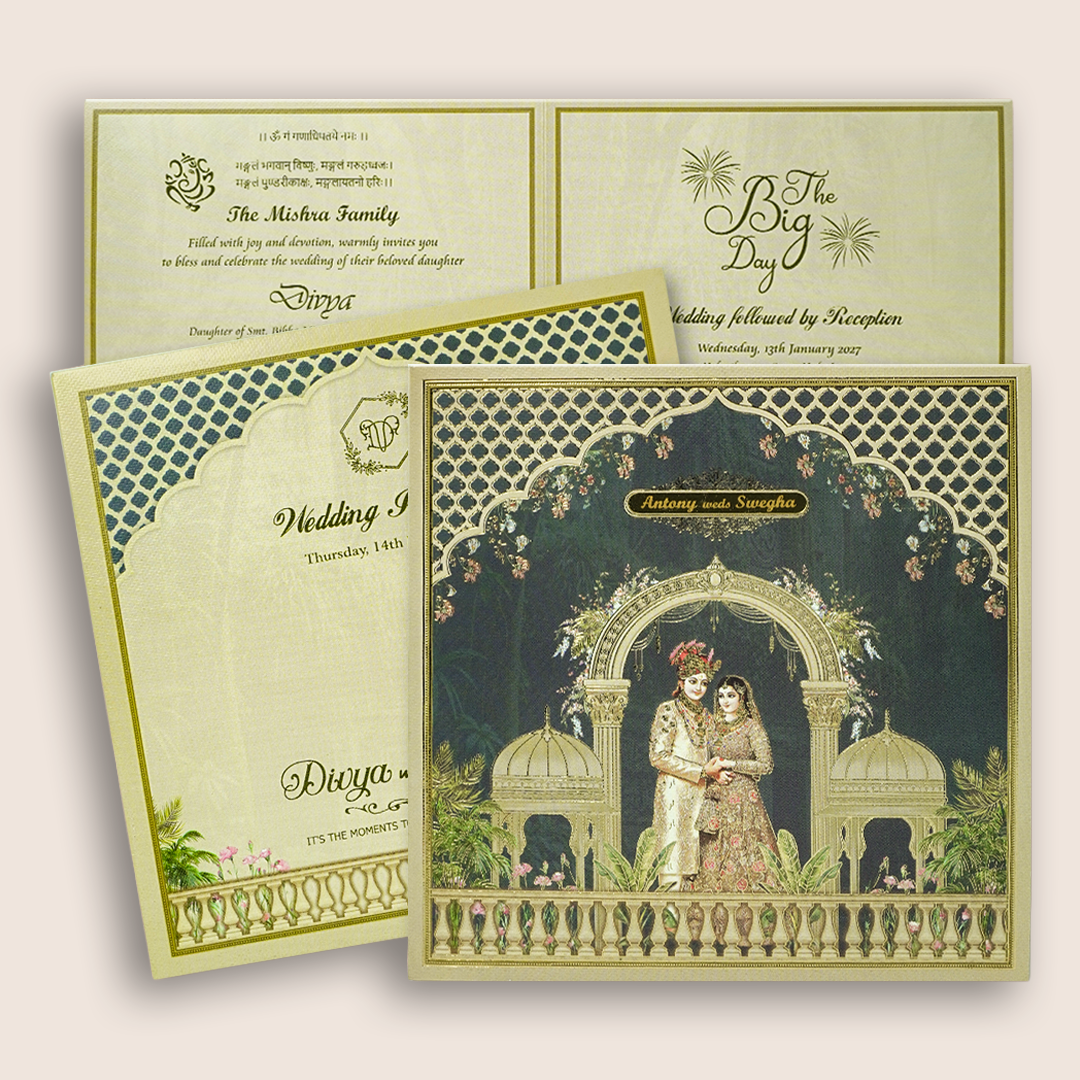 Green Bride Groom Wedding Card - KNKD8114