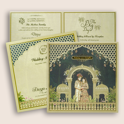 Green Bride Groom Wedding Card - KNKD8114