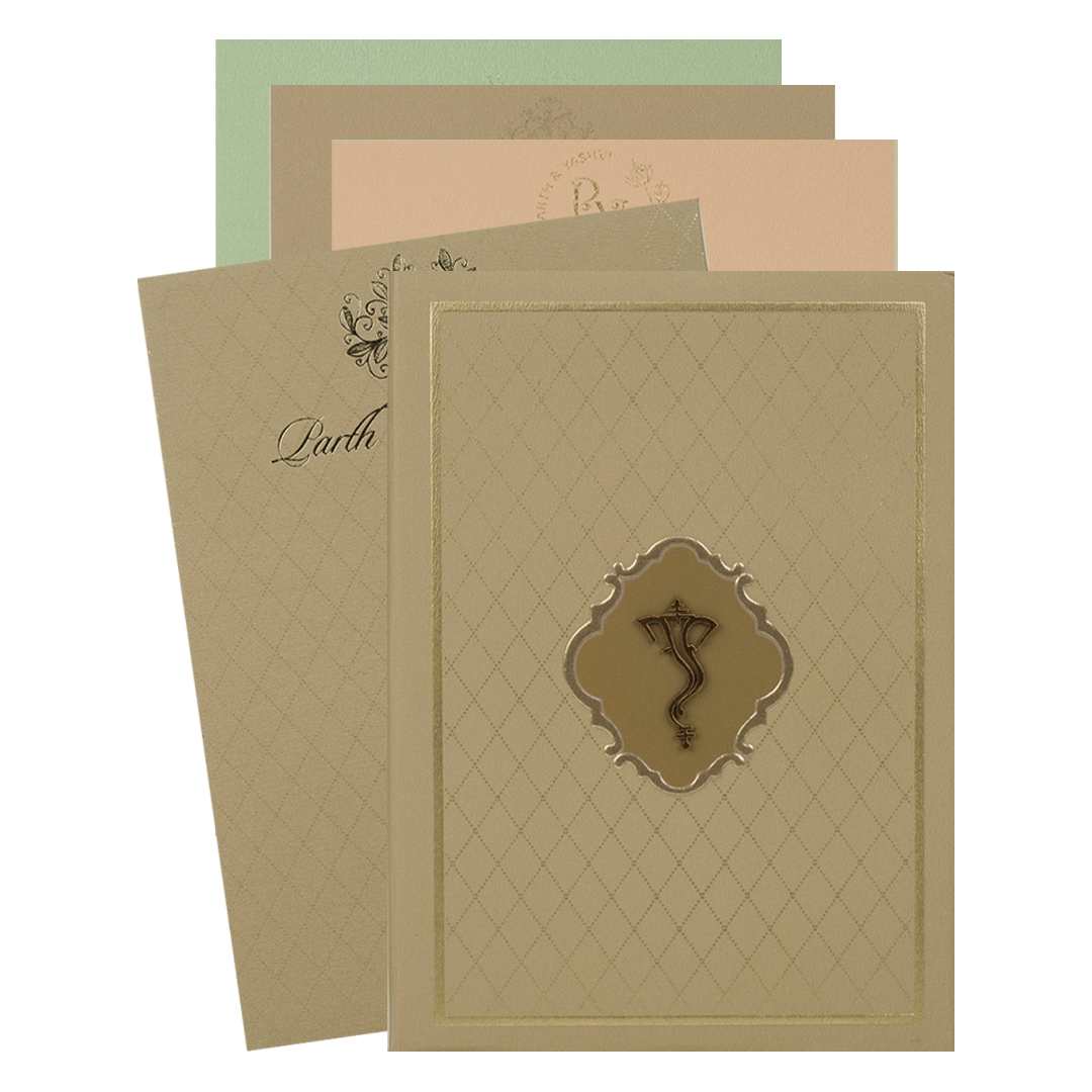 Brown Padded Classic Wedding Card - KRC31530