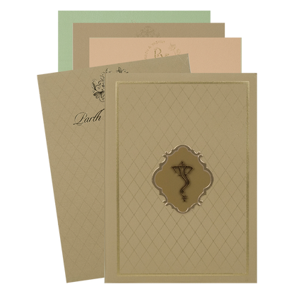 Brown Padded Classic Wedding Card - KRC31530