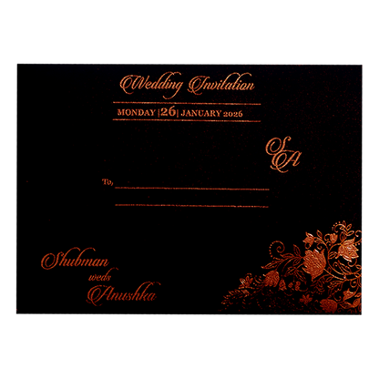 Luxury Black &amp; Gold Embossed Wedding Invitation Box-KRB09712