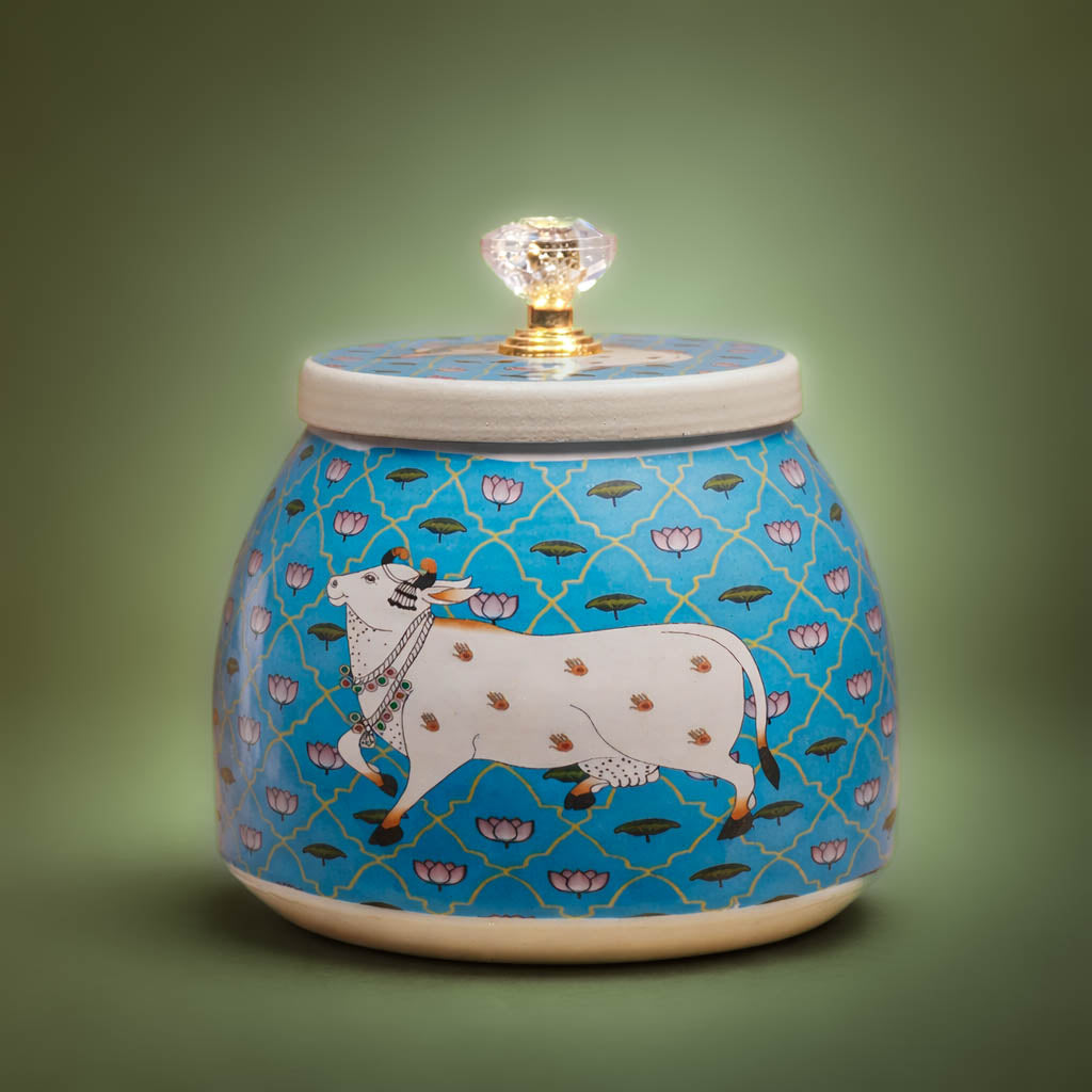 Light Green Cow Decorative Small Jar-GDS0120