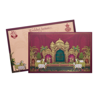 Pink Palace Padded Wedding Invitation Card - KSH72070
