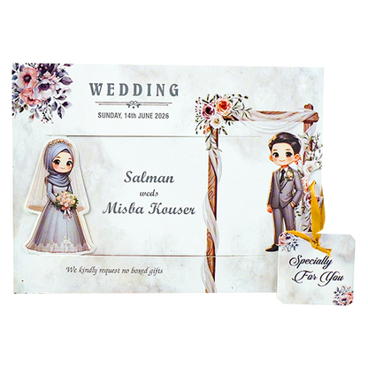 White Floral Couple Slide Invitation Card-KNKSP759