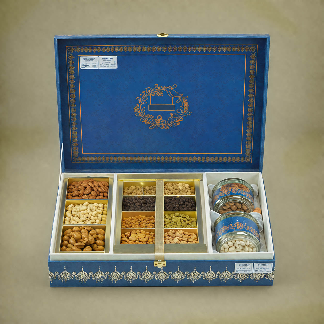 Blue Gold Floral Luxury Invitation Box-KNWD1116