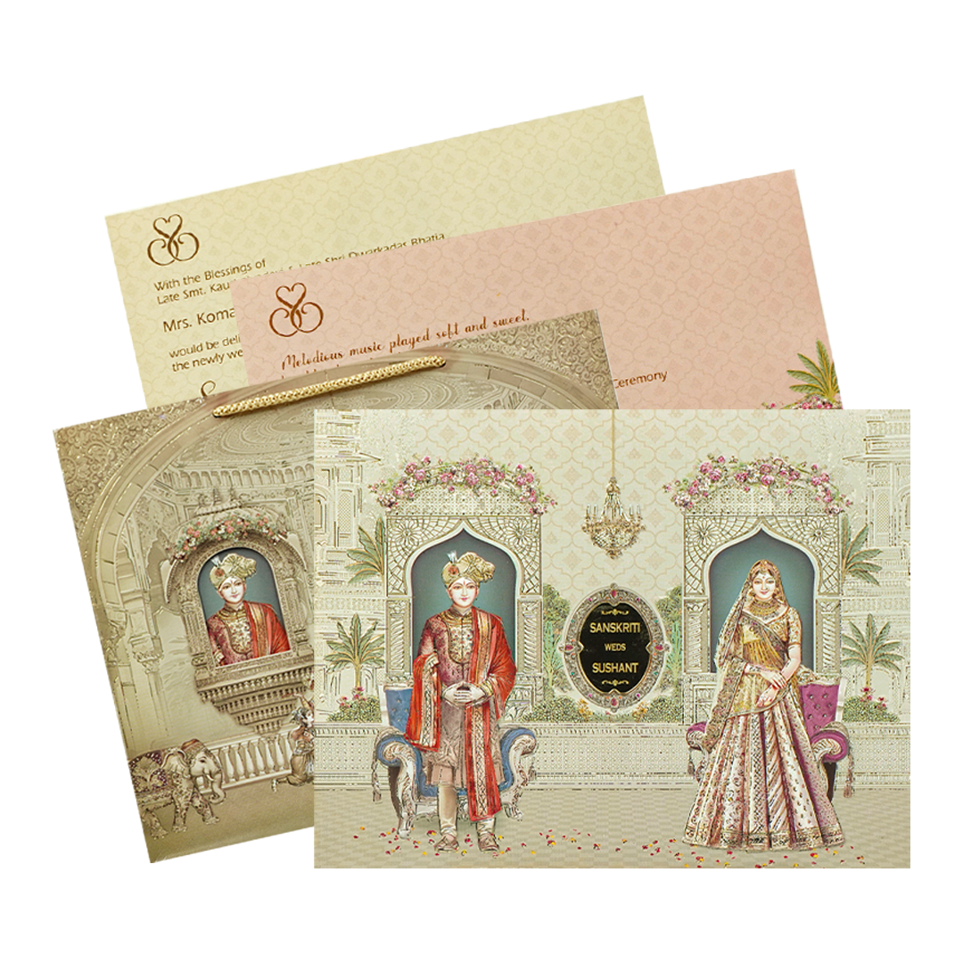 Royal Palace Bag Style Wedding Card-KSI64690