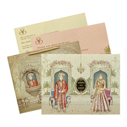 Royal Palace Bag Style Wedding Card-KSI64690
