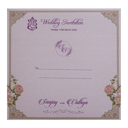 Lavender Floral Padded Wedding Card - KSH72760