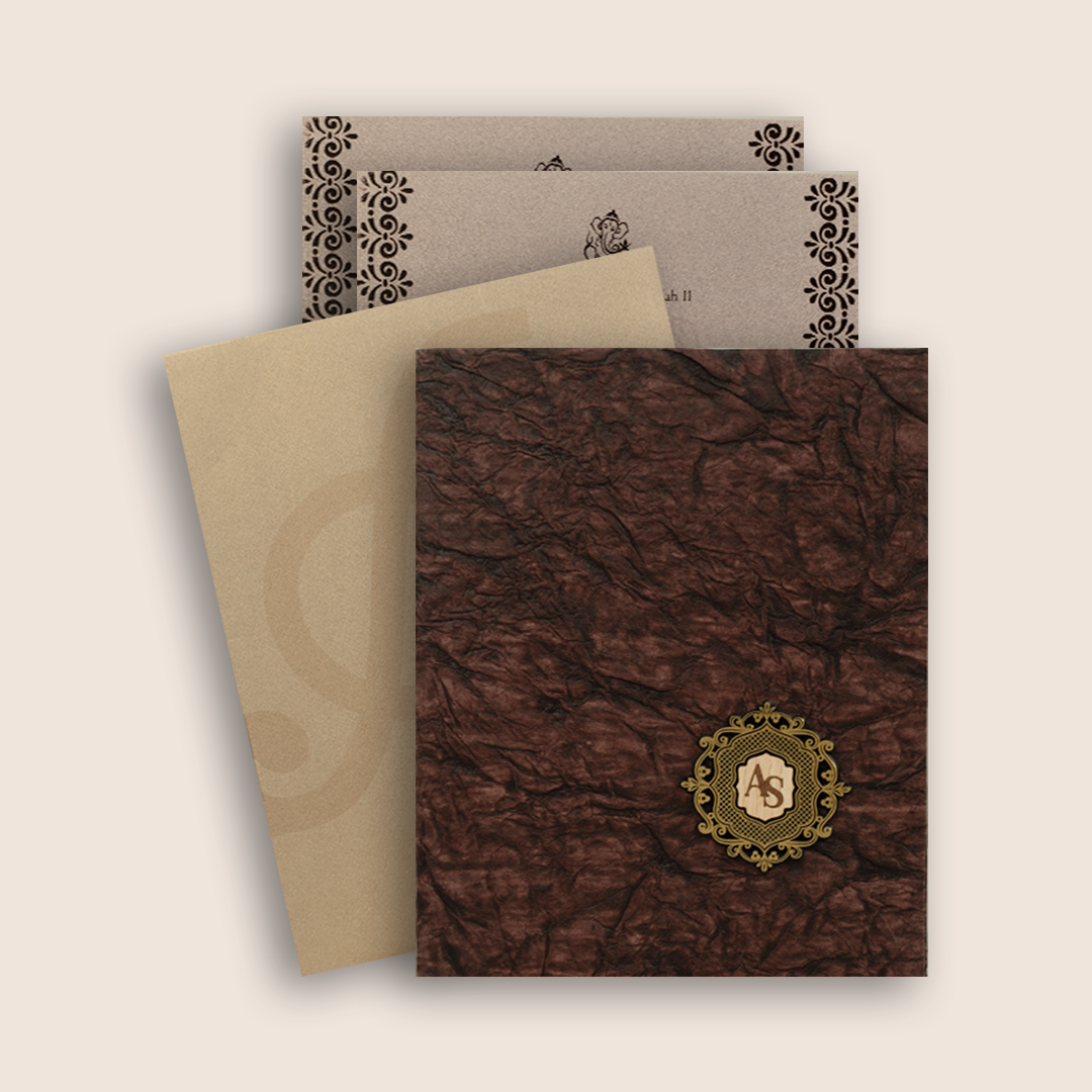 Elegant Brown Handmade Paper Invitation Card - KPR07410
