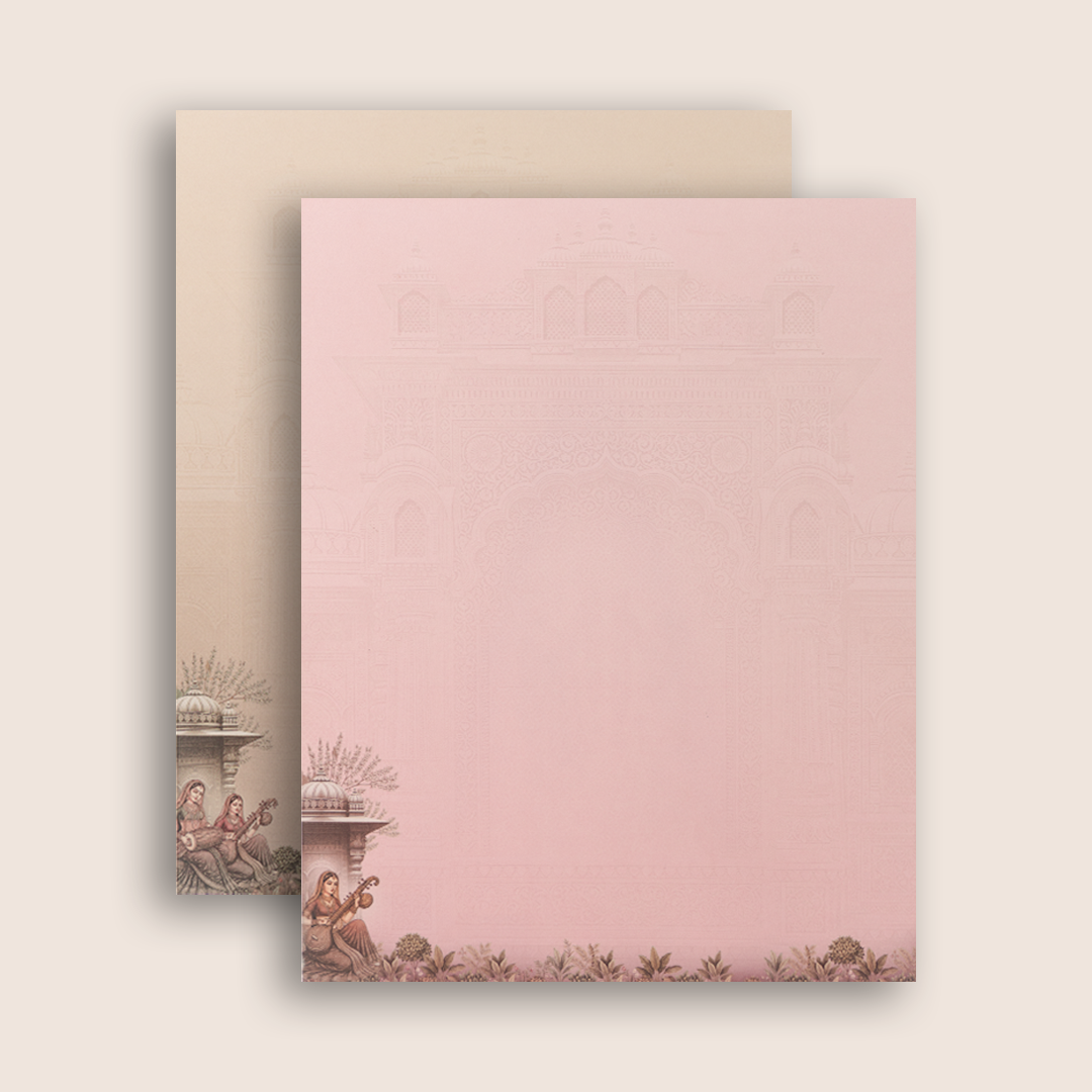 Beige Royal Bride Groom Padded Wedding Card - KAA05780