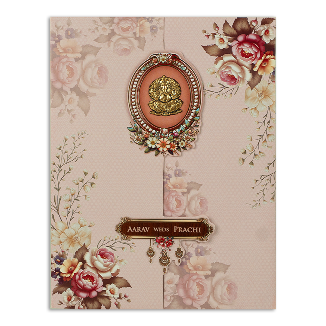 Pink Floral Door Style Wedding Invitation - KSH73470