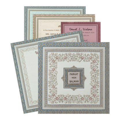 Grey Floral Framed Wedding Card-KSI65180