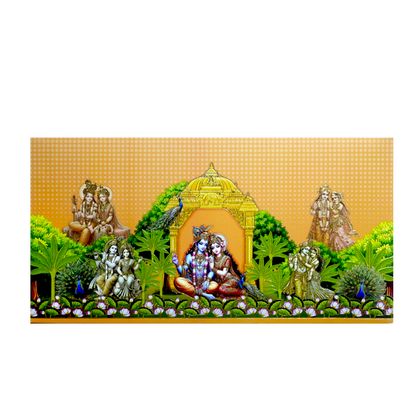 Orange Radha Krishna Embossed Wedding Card-KPR24650
