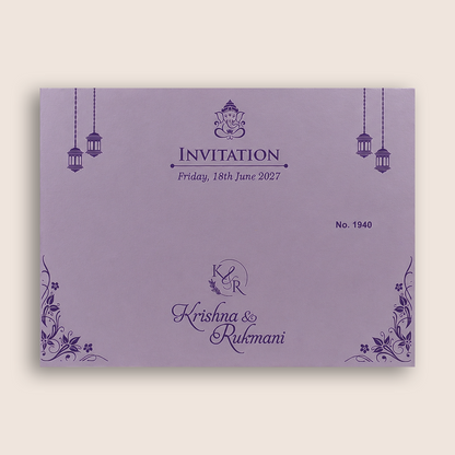 Purple Floral MDF Laser Cut Wedding Card - KJTS1940