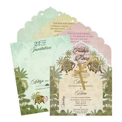 Pastel Mint Garden Theme Wedding Card-KFR16030