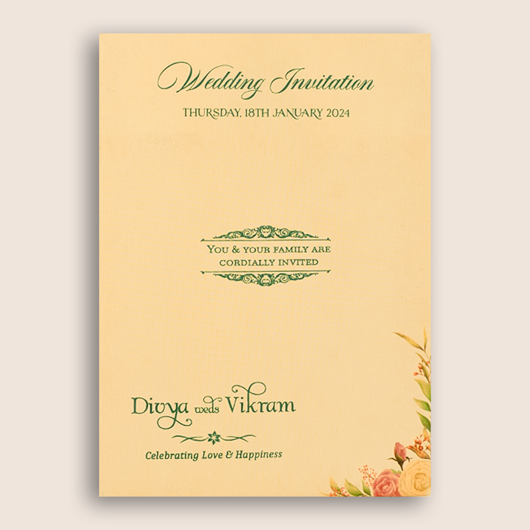 Pink Floral Single Sheet Invitation Card - KNS051ND