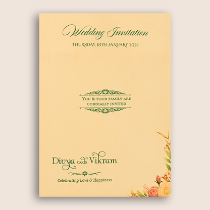 Pink Floral Single Sheet Invitation Card - KNS051ND