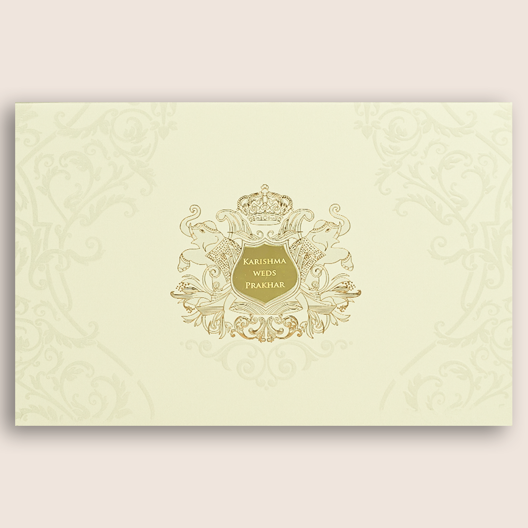 Cream Embossed Floral Padded Marriage Card - KPR010360