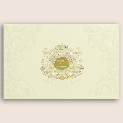 Cream Embossed Floral Padded Marriage Card - KPR010360