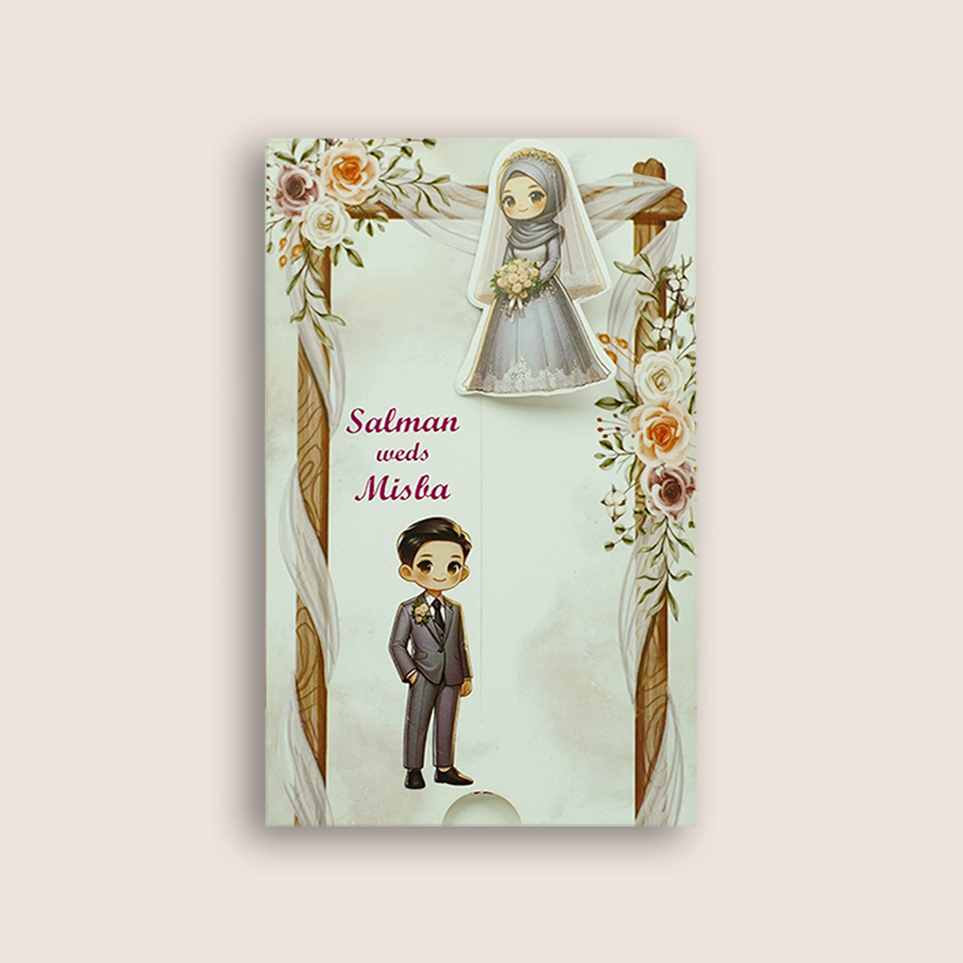 Grey Floral Bride Groom Slide Invitation Card - KNKSP757