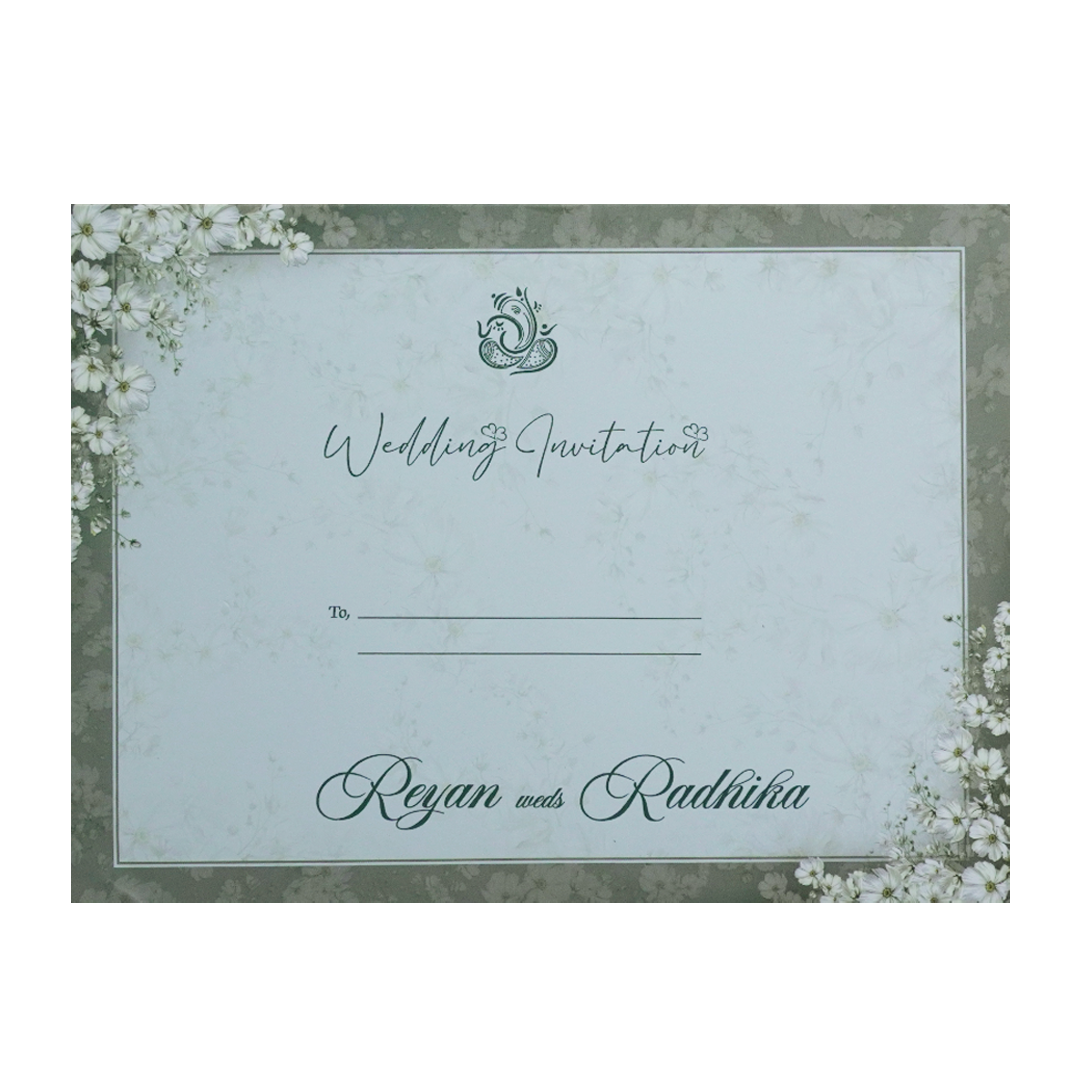 Grey Floral Padded Wedding Card - KSH72960