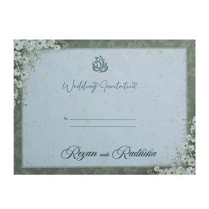 Grey Floral Padded Wedding Card - KSH72960