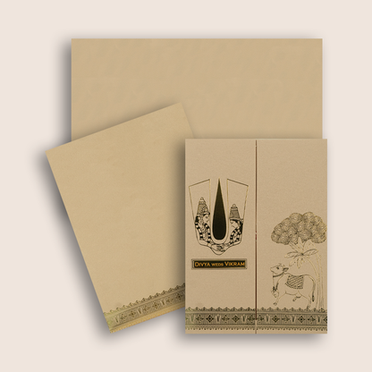 Pastel Pink Vaishnava Tilak Door Style Wedding Card - KNRR8708P