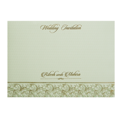 Green Gold Padded Floral Laser Cut Wedding Card - KMMWD1120