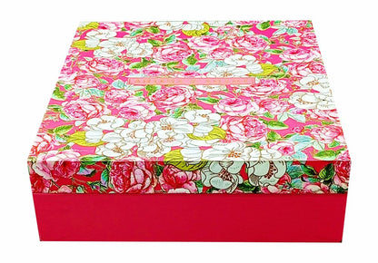 Pink Roses And Colourful Peacocks Ultra Premium Wedding Card-KNKUP033-King of Cards