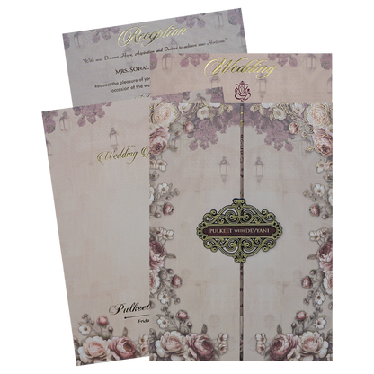 Check out Beige Padded Floral Wedding Card at best price.✅WhatsApp Support ✅Express Delivery.|King of cards.