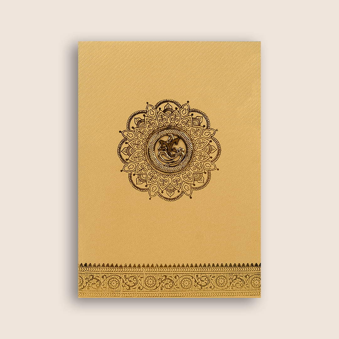 Gold Ganesha  Invitation Card-KNKTG026