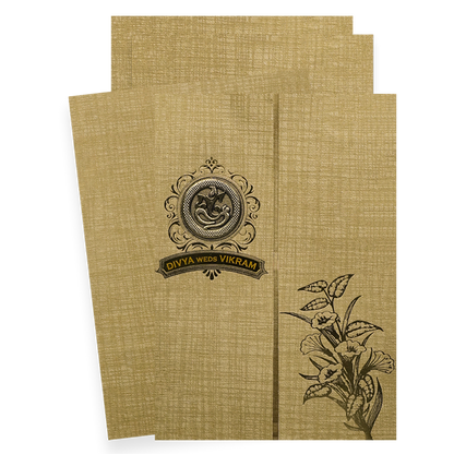 Gold Door Style Floral Wedding Card-KNCM47BR